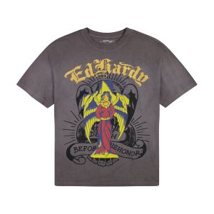 Wing Skull Boxy Tee - Sunfade Grey