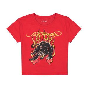 Panther Flame Baby Tee - Cherry