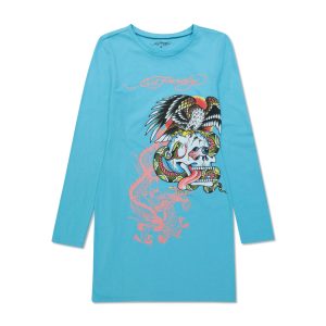 Battle Skull Baby Tee Long Sleeve Dress
